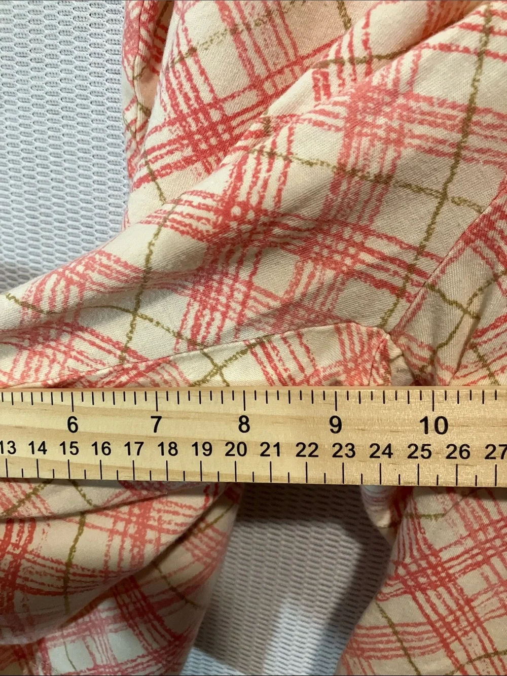 HUE Coral and Cream Plaid Drawstring Shorts